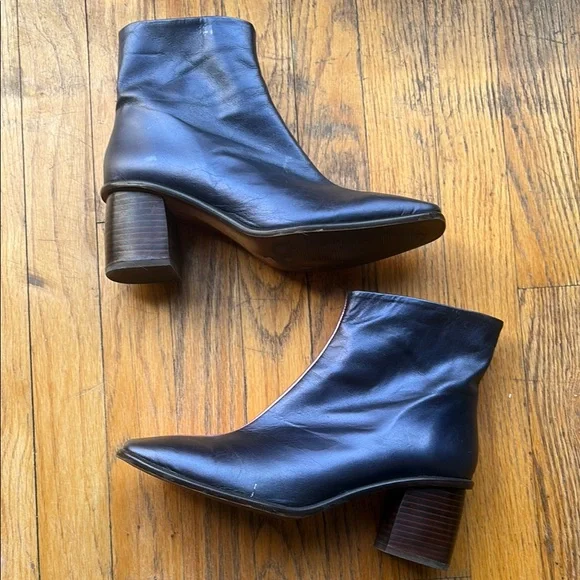 “Maeve” Pink and Black Two Tone Leather Ankle Boots, Booties - Picture 4 of 7